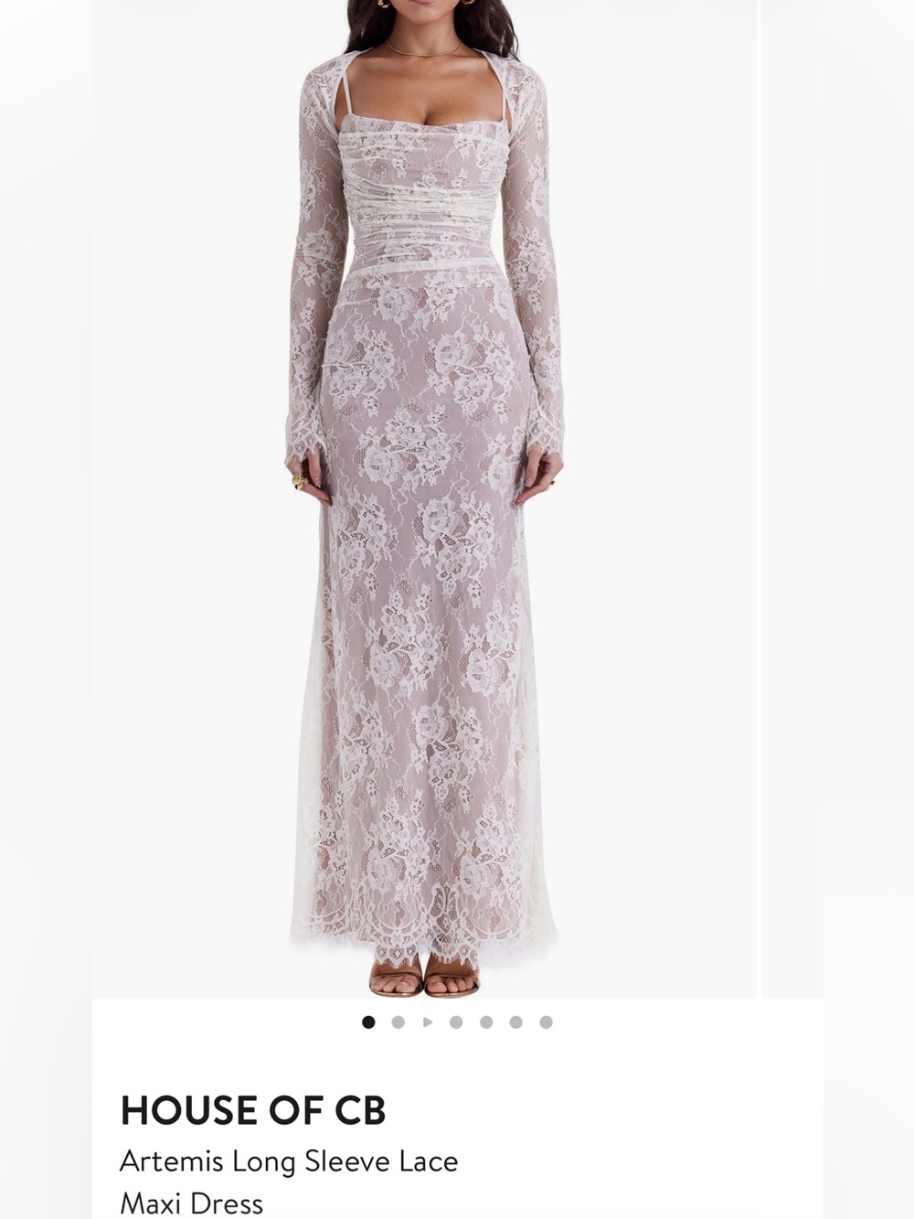 HOUSE OF CB Artemis Long Sleeve Lace
Maxi Dress Vintage Cream Size XS